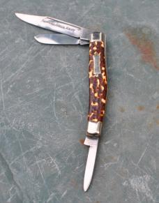Stockman Post WWII German Made 4" Closed Mirror Polished Blades Embossed NOS Snap Both Ways