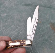 Stockman Post WWII German Made 4" Closed Mirror Polished Blades Embossed NOS Snap Both Ways