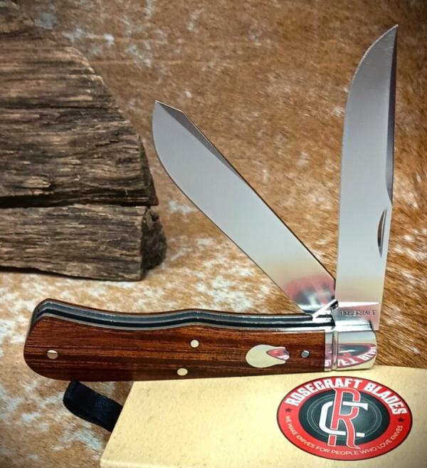 New Release! RoseCraft Blades Cockleburr Creek Trapper RCT019 RoseWood Covers D2 Blades