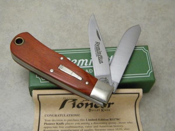 Remington UMC USA 2003 R1178C Cocobola Wood The Pioneer Bullet Tapper Knife in Box Remington UMC USA 2003 R1178C Cocobola Wood The Pioneer Bullet Tapper Knife in Box