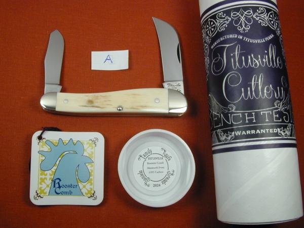 Titusville Cutlery Mammoth Ivory Bark Rooster Comb Farmer Knife Super Rare 1 of 70 COA USA Made 2024