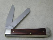 Case XX USA 2000 Walnut 7254 SS Serrated Trapper Knife 