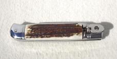 NOS AKC 8" ITALIAN SWITCHBLADE GENUINE STAG LEVER LOCK MANIAGO ITALY