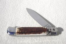 NOS AKC 8" ITALIAN SWITCHBLADE GENUINE STAG LEVER LOCK MANIAGO ITALY