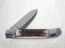 NOS AKC 8" ITALIAN SWITCHBLADE GENUINE STAG LEVER LOCK MANIAGO ITALY