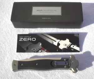 NEW 2004 AGA CAMPOLIN "ZERO" ( CARBON FIBER SCALES ) AUTO LEVER LOCK DAGGER BLADE