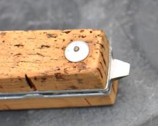 Cork Handled Fishing Knife Never Used 5" 1 1/2" Wide Closed With Blade Open 3 3/4" Blade Mirror Poli