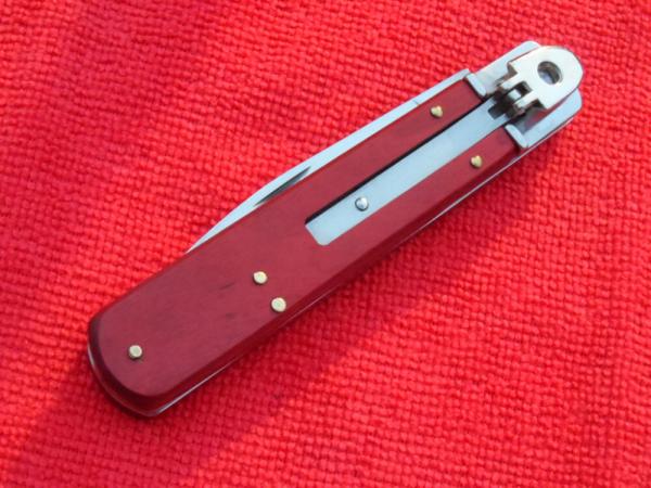 New 7-3/4" Boker/Hubertus style Leverlock automatic switchblade wood handles 