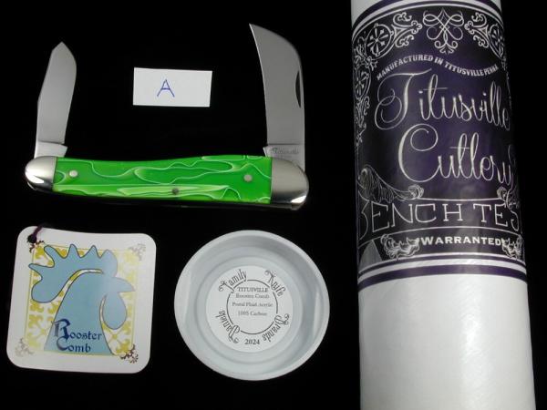 Titusville Cutlery Smooth Portal Fluid Acrylic Rooster Comb Farmer Knife 1 of 70 COA USA Made 2024 Titusville Cutlery Smooth Portal Fluid Acrylic Rooster Comb Farmer Knife 1 of 70 COA USA Made 2024