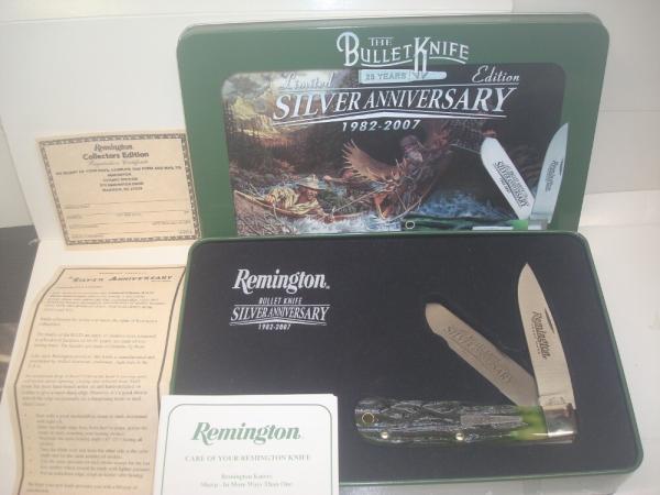 2007 Remington USA Limited Edition R1123 Silver Anniversary Knife New in Tin with Papers 25th