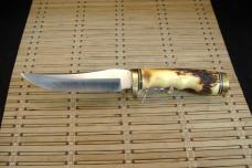 SCHRADE UNCLE HENRY 153UH GOLDEN SPIKE U.S.A. MADE HIGH CARBON STEEL FIXED BLADE KNIFE, SHEATH & BOX
