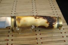 SCHRADE UNCLE HENRY 153UH GOLDEN SPIKE U.S.A. MADE HIGH CARBON STEEL FIXED BLADE KNIFE, SHEATH & BOX