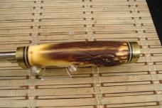 SCHRADE UNCLE HENRY 153UH GOLDEN SPIKE U.S.A. MADE HIGH CARBON STEEL FIXED BLADE KNIFE, SHEATH & BOX