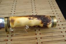 SCHRADE UNCLE HENRY 153UH GOLDEN SPIKE U.S.A. MADE HIGH CARBON STEEL FIXED BLADE KNIFE, SHEATH & BOX