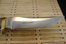 SCHRADE UNCLE HENRY 153UH GOLDEN SPIKE U.S.A. MADE HIGH CARBON STEEL FIXED BLADE KNIFE, SHEATH & BOX