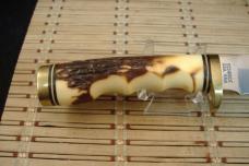 SCHRADE UNCLE HENRY 153UH GOLDEN SPIKE U.S.A. MADE HIGH CARBON STEEL FIXED BLADE KNIFE, SHEATH & BOX