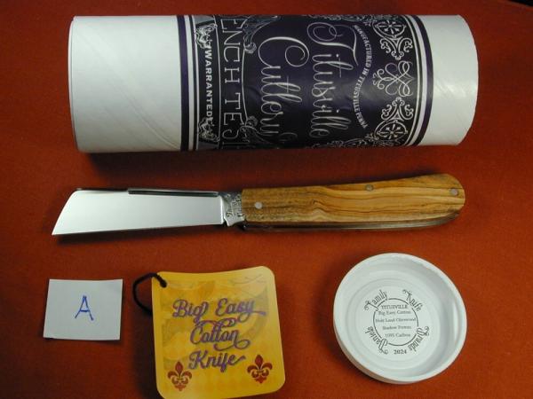 Titusville Cutlery 2024 Holy Land Olivewood Big Easy Shadow Cotton Knife Rare 1 of 30 COA USA Made