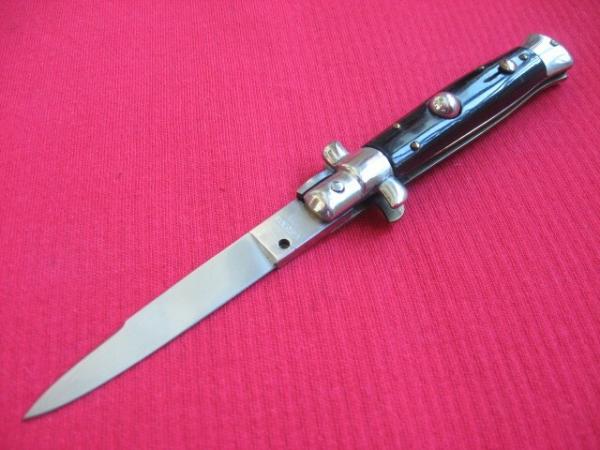 Vintage Italian Small Transitional VIRGINIA 16 cm. Stiletto Horn Switchblade 
