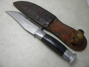 Unbranded Stacked Leather Fixed Blade Knife w/Leather Sheath