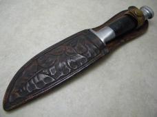 Unbranded Stacked Leather Fixed Blade Knife w/Leather Sheath