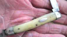 VTG Antique ST. LAWRENCE CUTLERY Smooth Bone Half Whittler Small Pen Pocket Knife A48