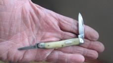 VTG Antique ST. LAWRENCE CUTLERY Smooth Bone Half Whittler Small Pen Pocket Knife A48