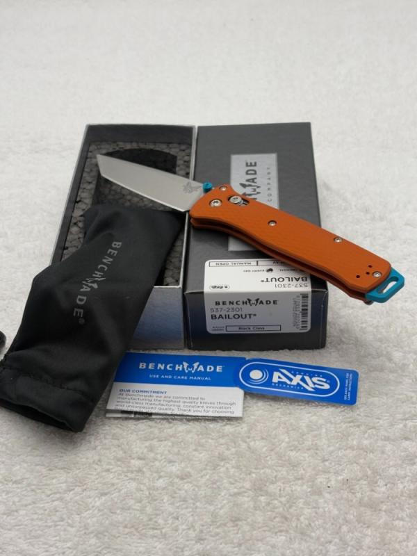 Benchmade 537-2301 Bailout 2023 Shot Show Special Limited Edition Orange/ Blue Made In USA