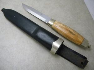 Brusletto Geilo Made in Norway Burl Wood Fixed Blade Knife w/Sheath