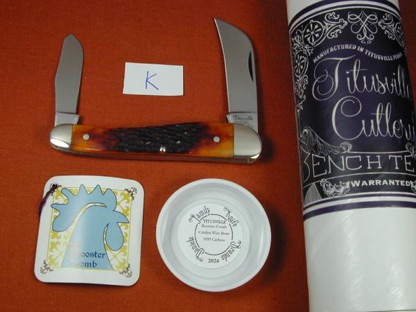 Titusville Cutlery Catalina Wine Jigged Bone Rooster Comb Farmer Knife 1 of 70 COA USA Made 2024 Titusville Cutlery Catalina Wine Jigged Bone Rooster Comb Farmer Knife 1 of 70 COA USA Made 2024