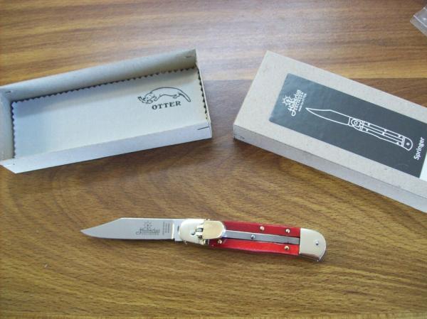 Hubertus Knife Solingen, Germany Small 08 Rare Red Smooth Bone 5 3/4 " Open Lilyput NIB