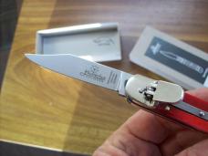 Hubertus Knife Solingen, Germany Small 08 Rare Red Smooth Bone 5 3/4 " Open Lilyput NIB