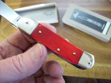Hubertus Knife Solingen, Germany Small 08 Rare Red Smooth Bone 5 3/4 " Open Lilyput NIB