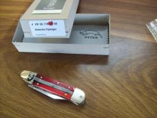 Hubertus Knife Solingen, Germany Small 08 Rare Red Smooth Bone 5 3/4 " Open Lilyput NIB
