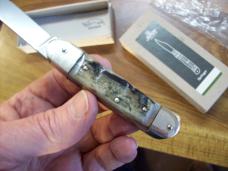 Hubertus Knife Solingen, Germany Small 08 Rare BIg Horn Edition 5 3/4 " Open Lilyput NIB