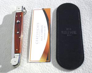 NEW AGA CAMPOLIN 12" ITALIAN SICILIANO FIGHTING KNIFE SANTOS MAHOGANY WOOD 4 MIL BLADE N/S BOLSTERS
