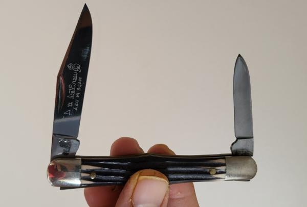 Vintage Queen Steel #47 USA, Half Whittler swell Senter ,Imitation Winterbottom Bone, Q76