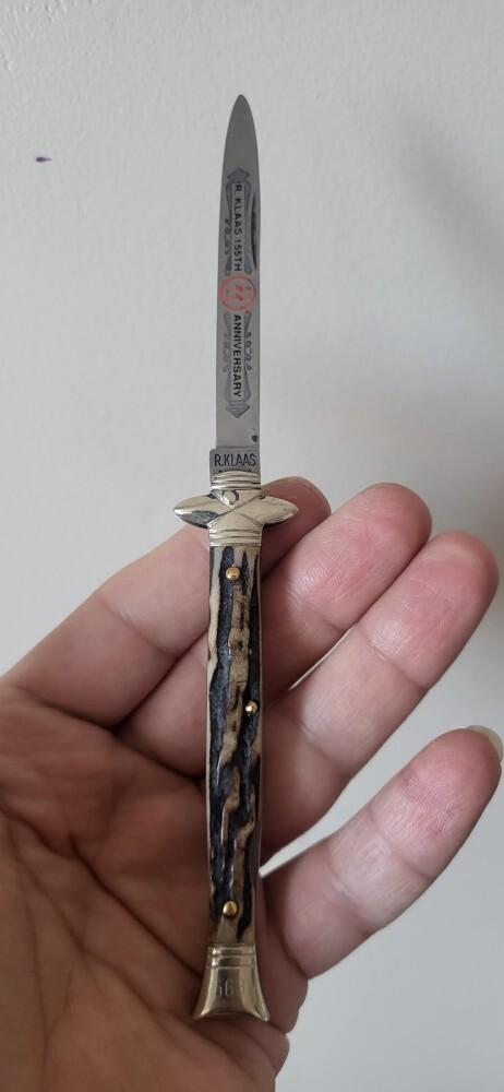 Rare 3 3/4" Robert Klaas Bowtie-Style Lockback Kissing Crane Knife - 155th Anniversary Collectible Rare 3 3/4" Robert Klaas Bowtie-Style Lockback Kissing Crane Knife - 155th Anniversary Collectible