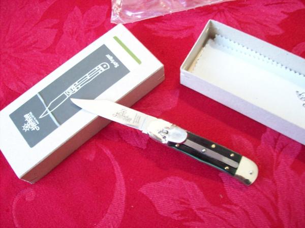 Hubertus Knife Solingen, Germany Small 08 Rare Green Smooth Bone 5 3/4 " Open Lilyput NIB