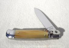 NEW OLD STOCK AKC 8" ITALIAN SWITCHBLADE LEVER LOCK HONEY HORN HANDLES MANIAGO ITALY