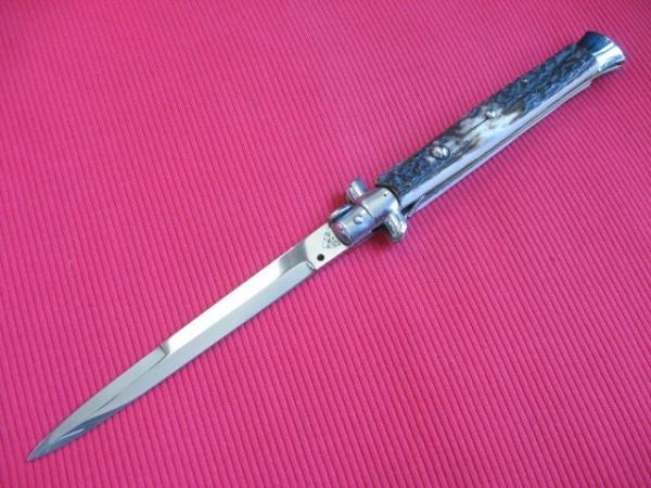 New Old Stock "AKC" 13 Inch Stag ITALIAN STILETTO Switchblade Knife