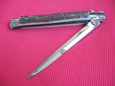 New Old Stock "AKC" 13 Inch Stag ITALIAN STILETTO Switchblade Knife