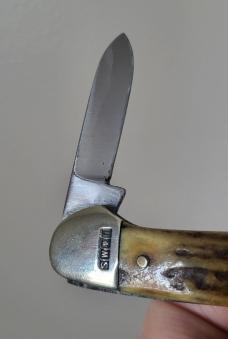 3 5/8" Schrade IXL Wostenholm Sheffield England 2 Blade Stag Canoe Knife, 1980's