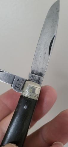 3 1/2" Rare J. Fenton & sons Two Blade Jack Knife, Sheffield England, Buffalo Horn Handles