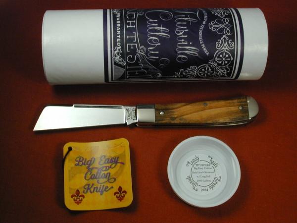 Titusville Cutlery 2024 Holy Land Olivewood Big Easy Long Pull Cotton Knife Rare 1 of 30 COA USA