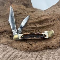 GERMAN BULL 2 Blade Traditional Folding Pocket Knife Stag GB-105 Peanut (82)
