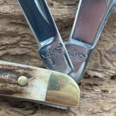 GERMAN BULL 2 Blade Traditional Folding Pocket Knife Stag GB-105 Peanut (82)