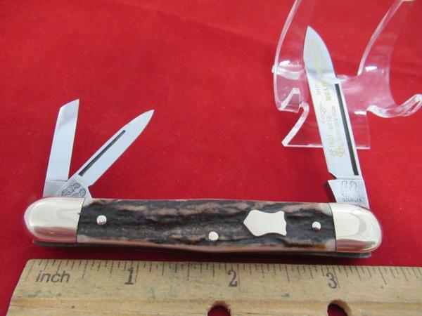 Frank Buster Cut Co.1981 Stag Handle Fight'N Rooster Whittler Frank Buster Cut Co.1981 Stag Handle Fight'N Rooster Whittler