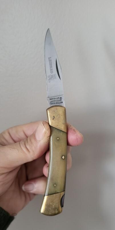 Vintage Parker Japan, Leopard, Bone Lockback Folding Hunter Knife, 1970's