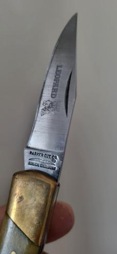 Vintage Parker Japan, Leopard, Bone Lockback Folding Hunter Knife, 1970's