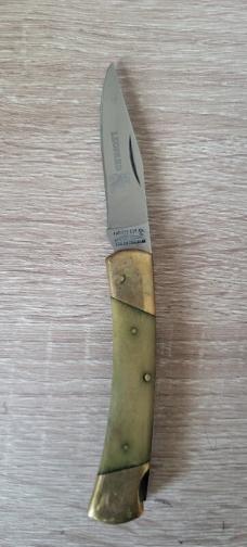 Vintage Parker Japan, Leopard, Bone Lockback Folding Hunter Knife, 1970's